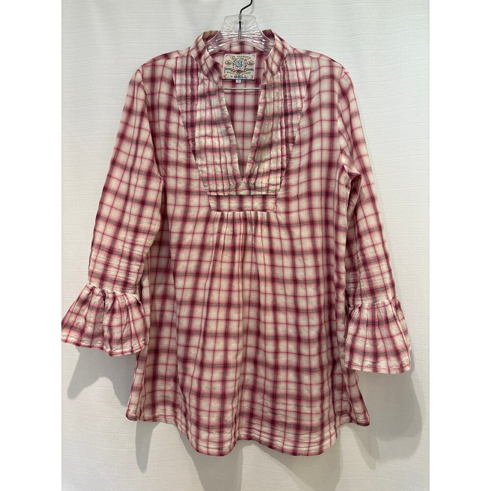 BELL by Alicia Bell Fine Garments By Bell Pink Plaid Print Mini Dress Tunic Sz 4